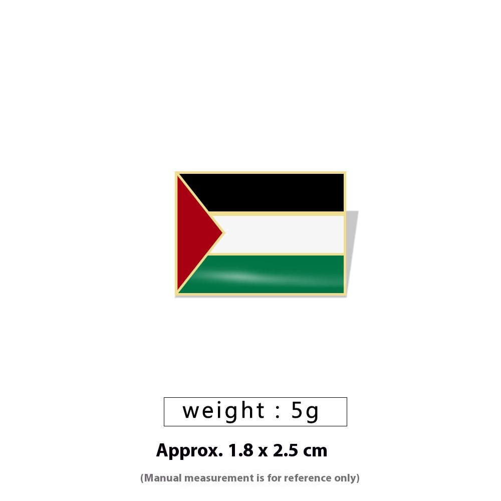 Free Palestine Flag Brooch Pin - Gold & Black Badge for Clothes & Accessories