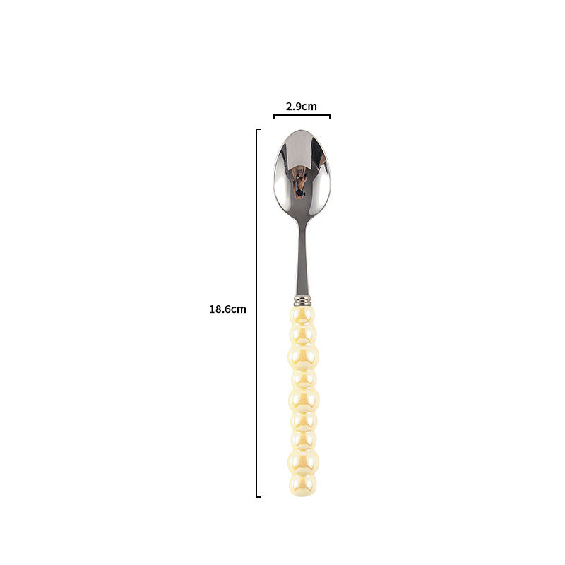 Ceramic Pearl Handle Cutlery Set - Spoon Fork Knife Household Dinnerware