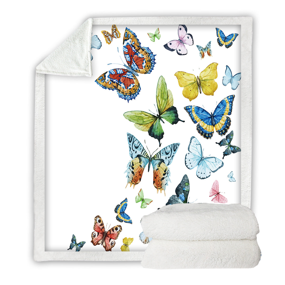 Colorful Butterfly Sherpa Fleece Blanket - 50x60 Inches