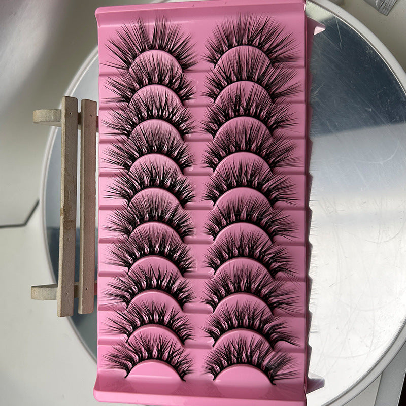False Eyelashes 10 Pairs Natural Thick Curl L Pink Ladder LD Series Set