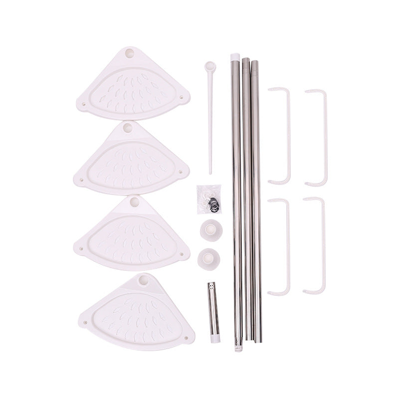 Telescoping Bathroom Storage Rack Punch Free Stainless Steel 3 Layers