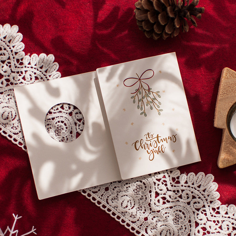Festive Christmas Greeting Card Set with Envelopes and Stickers - Three Fold Holiday Card Collection