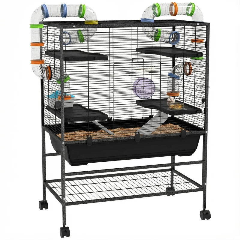 Small Animal Cage for Hamsters & Gerbils with Tubing, Wheel & Ramps