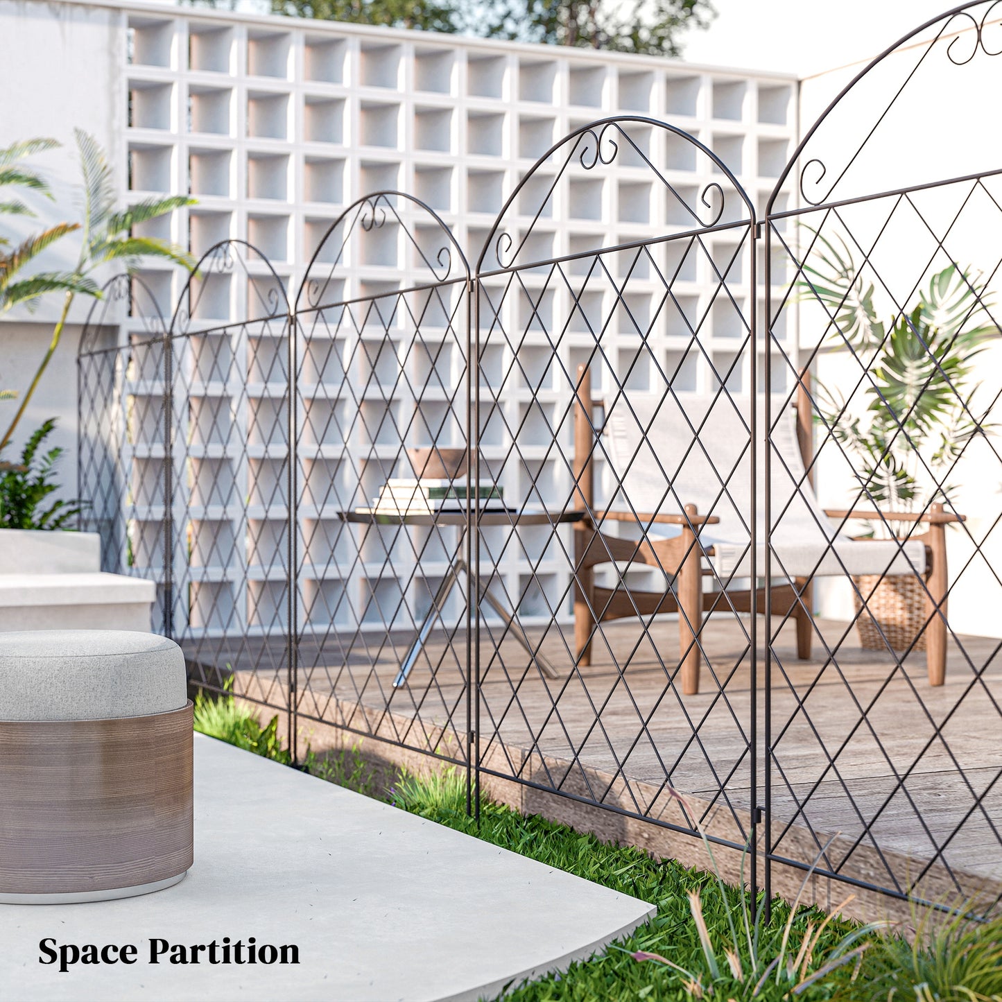 4 Pack Steel Garden Fence Panels - Rust-Resistant Black Edging