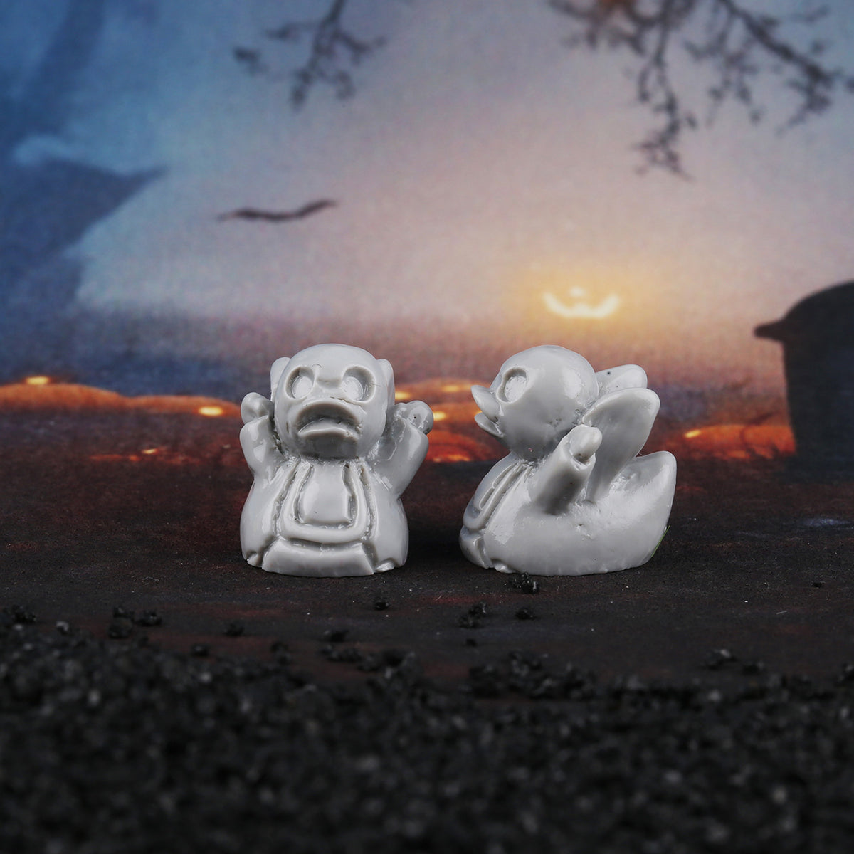 Halloween Ghost Duck Decoration Set - Resin Festive Party Decor