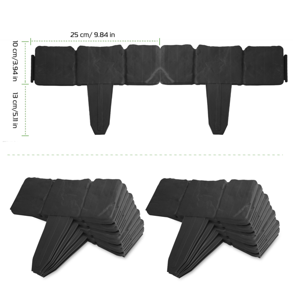 Plastic Lawn Edging Set - Interlocking Garden Border for Flower Beds & Walkways, 20 Pieces, 16ft