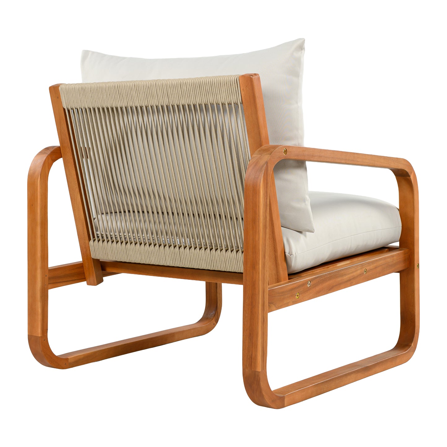 4-Piece Acacia Wood Outdoor Patio Furniture Set with Cushions
