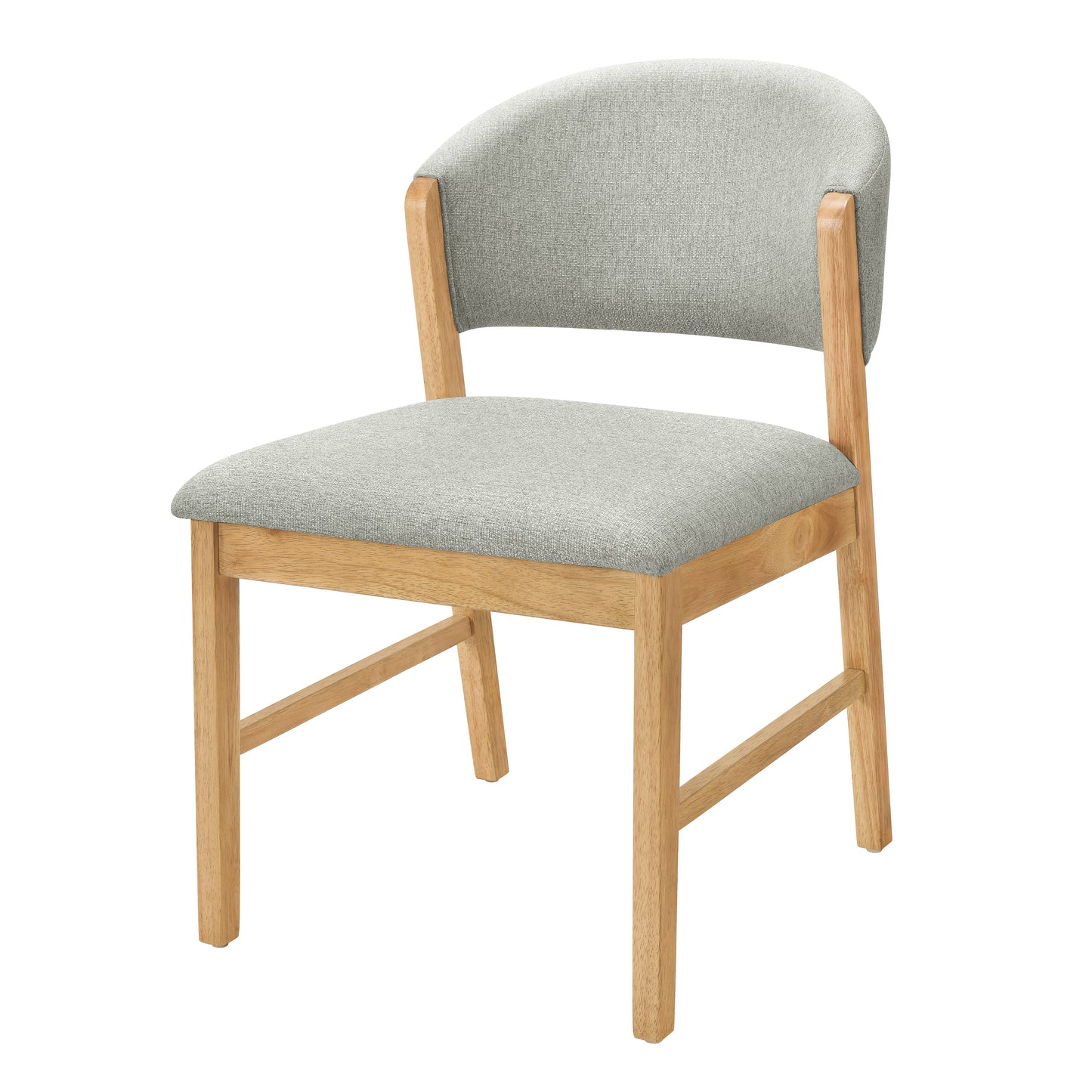 Set of 2 Mid-Century Modern Upholstered Dining Chairs - Grayish Green & Natural Oak