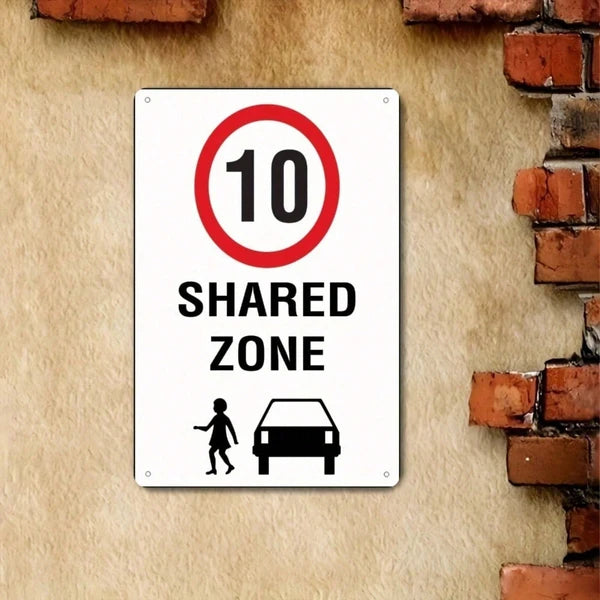 Vintage Speed Limit 10 Km/H Metal Wall Sign - 8x12in