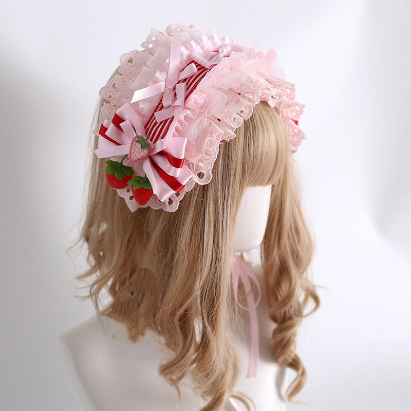 Strawberry Lace Hairband & Hair Clips Set