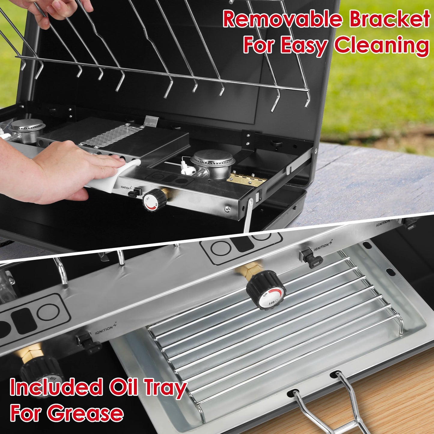 3-Burner Portable Camping Stove - 20000 BTU, Foldable with Toast Tray