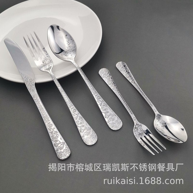 Stainless Steel Flatware Set with Knives, Spoons & Forks - Multiple Colors
