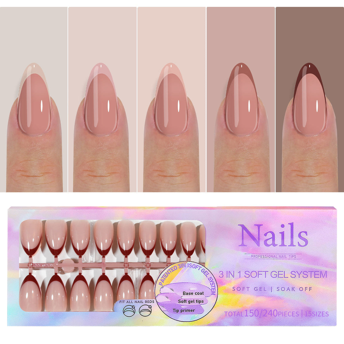 Manicure Nail Art & Wear Armor Set - French Seamless Detachable Tips