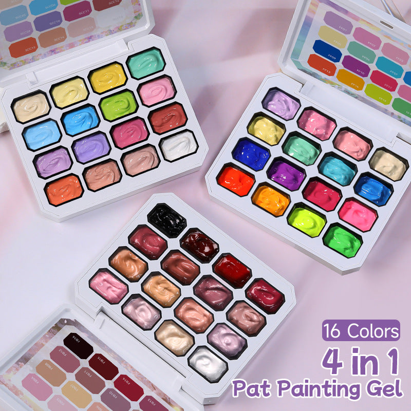 16 Color Nail Art Glitter Gel Set - High Chroma Gradient & Solid Painting