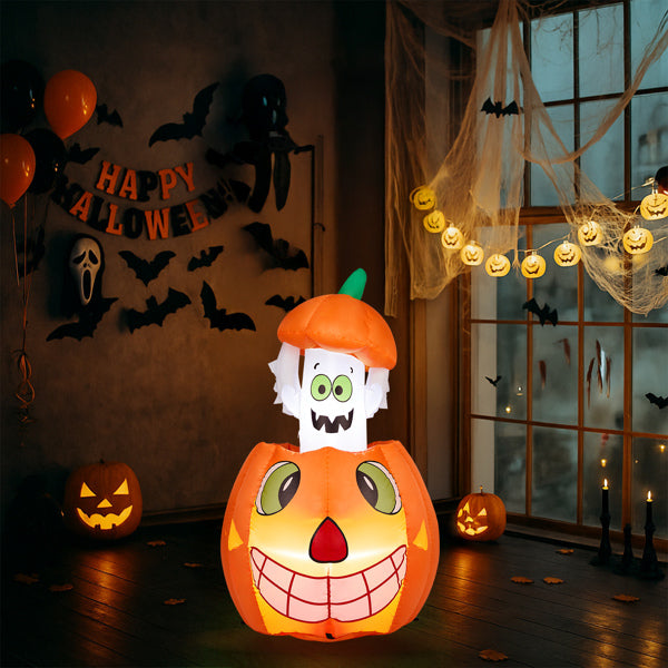 2.8FT Inflatable Animated Pumpkin Ghost with LED Lights