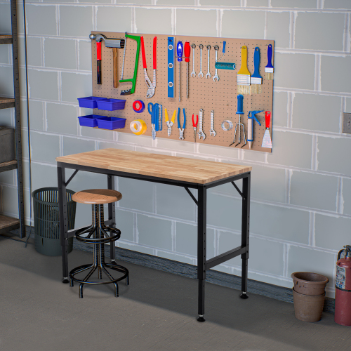 Heavy Duty Adjustable Workbench 48 Inch Garage Table with Rubber Pads & Steel Legs