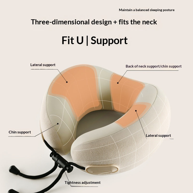 Memory Foam U-Shaped Travel Pillow Neck Support for Airplane & Home Use