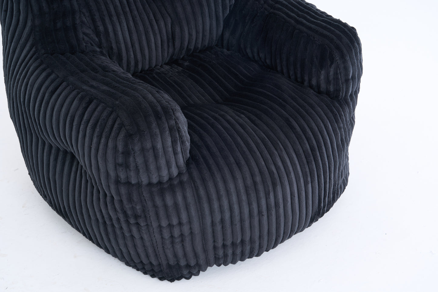 Soft Fluffy Corduroy Bean Bag Chair with Memory Foam - Black