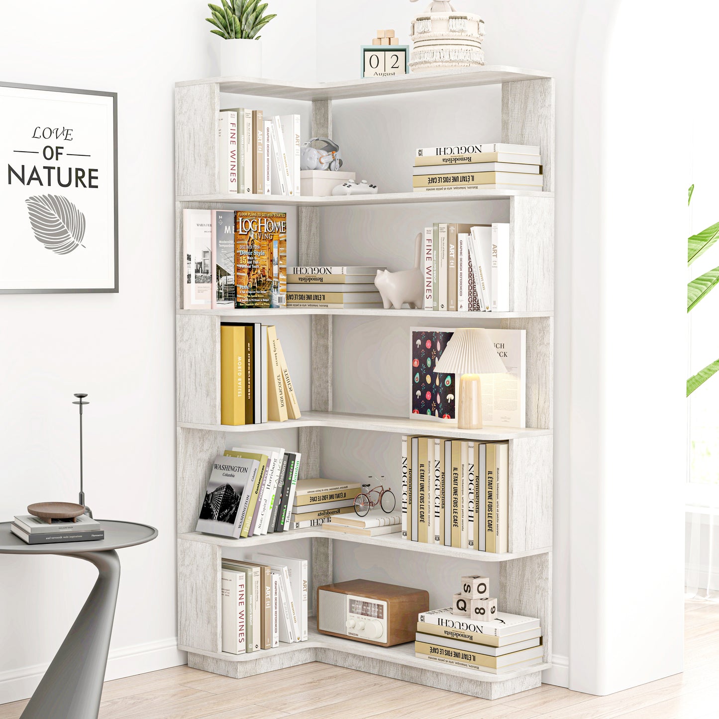 90cm 35.43 Extended Size 5-Tier Freestanding L-Shaped Corner