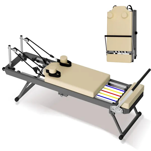 Foldable Pilates Reformer Machine for Home Gym - 330lbs Capacity