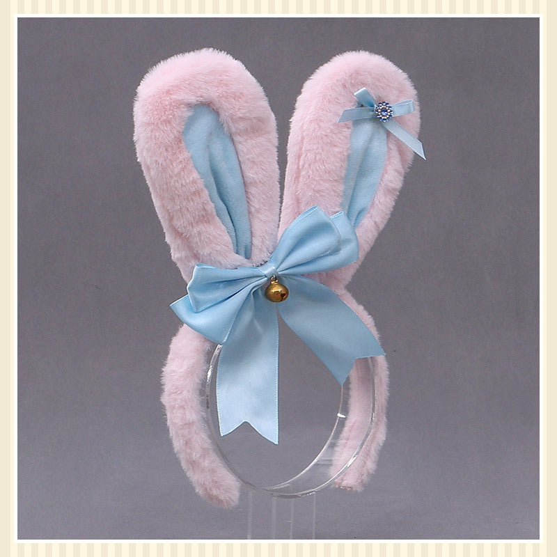 Animal Ears Headband with Bowknot Plush Rabbit Design for Cosplay & Fashion