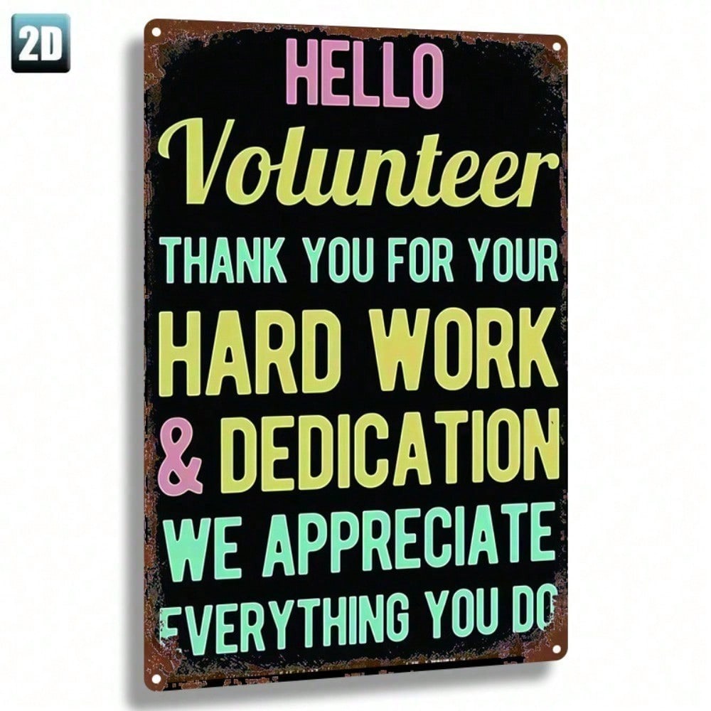 Vintage Volunteer Metal Sign - Retro Wall Plaque 8x12in