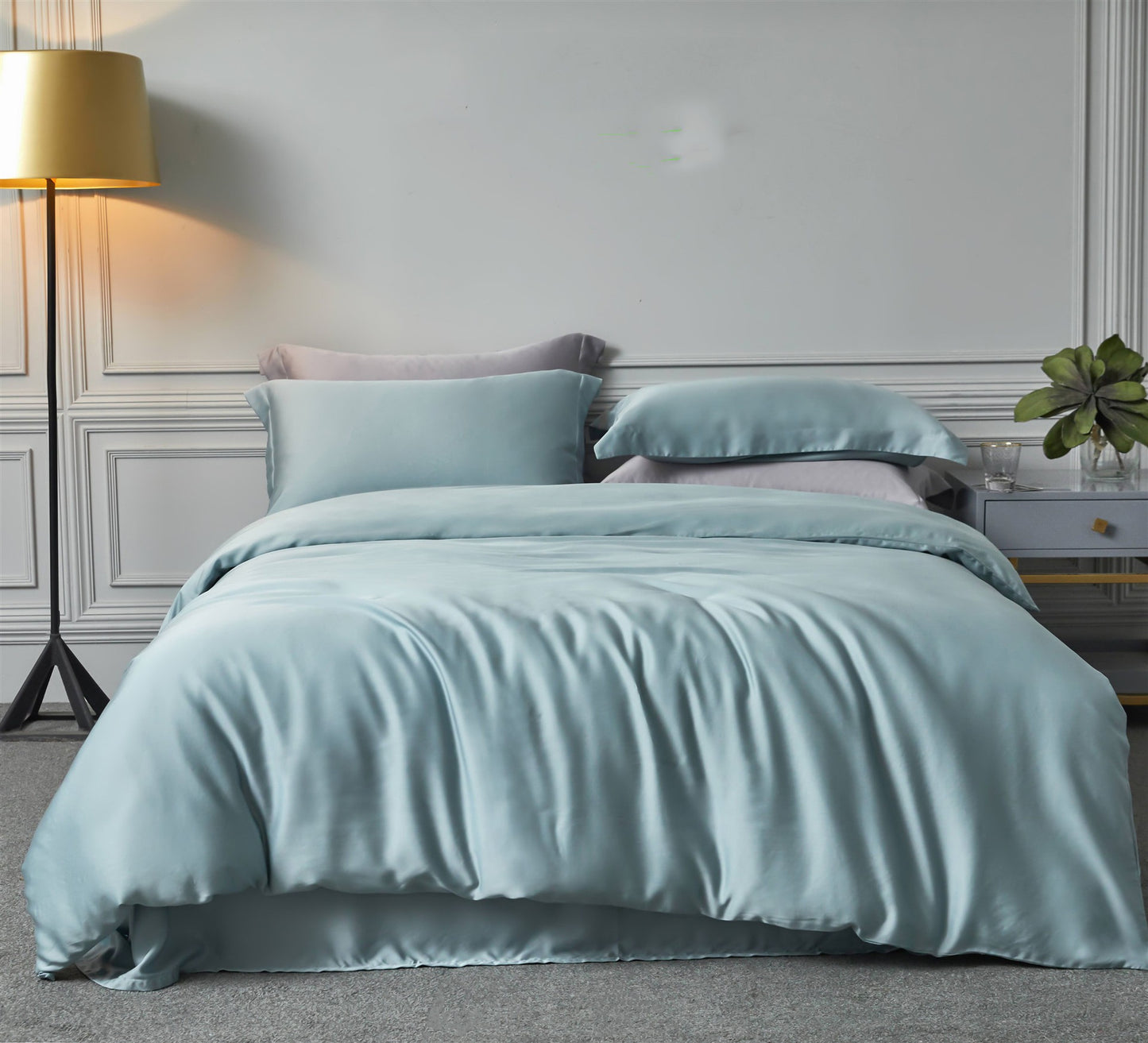 Double-Sided Tencel Bed Sheets and Bedding Set - Blue, Pink, Grey, 1.5m-2m Sizes