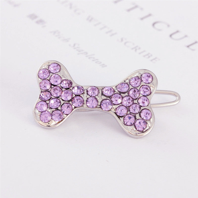 Versatile Rhinestone Dog Bone Hair Clip - Colorful Hair Accessory for Pets & Hair Styling