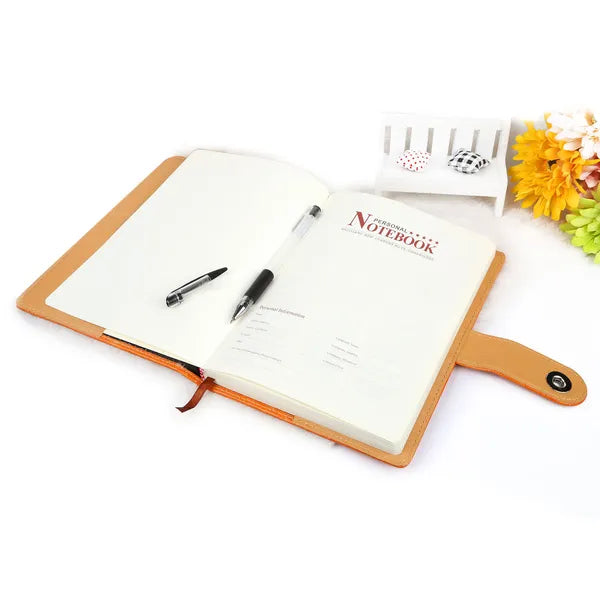 PU Leather Notebook with Calendar & World Map - Orange