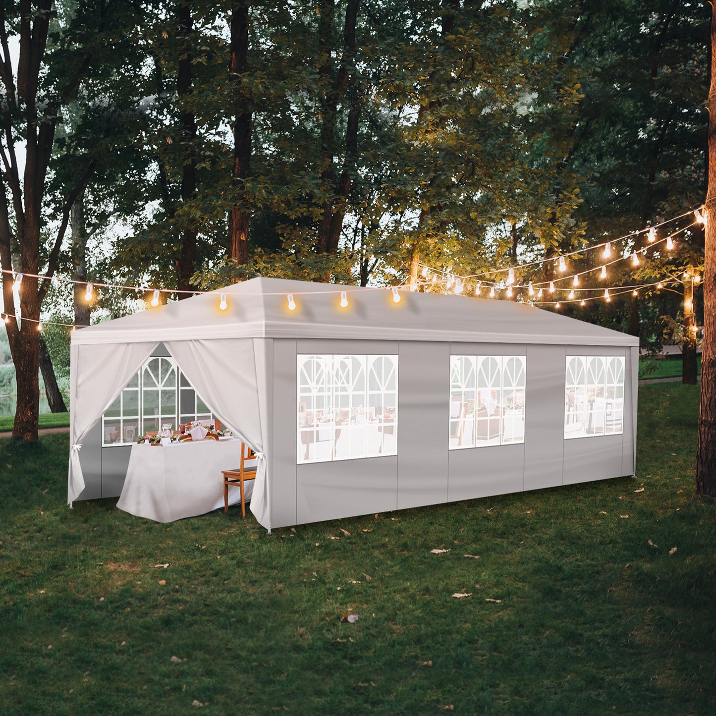 10x30ft White Outdoor Wedding Tent with Removable Sidewalls