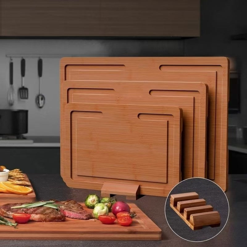 3-Piece Bamboo Cutting Board Set Kitchen Utensils Modern Minimalist Square Design