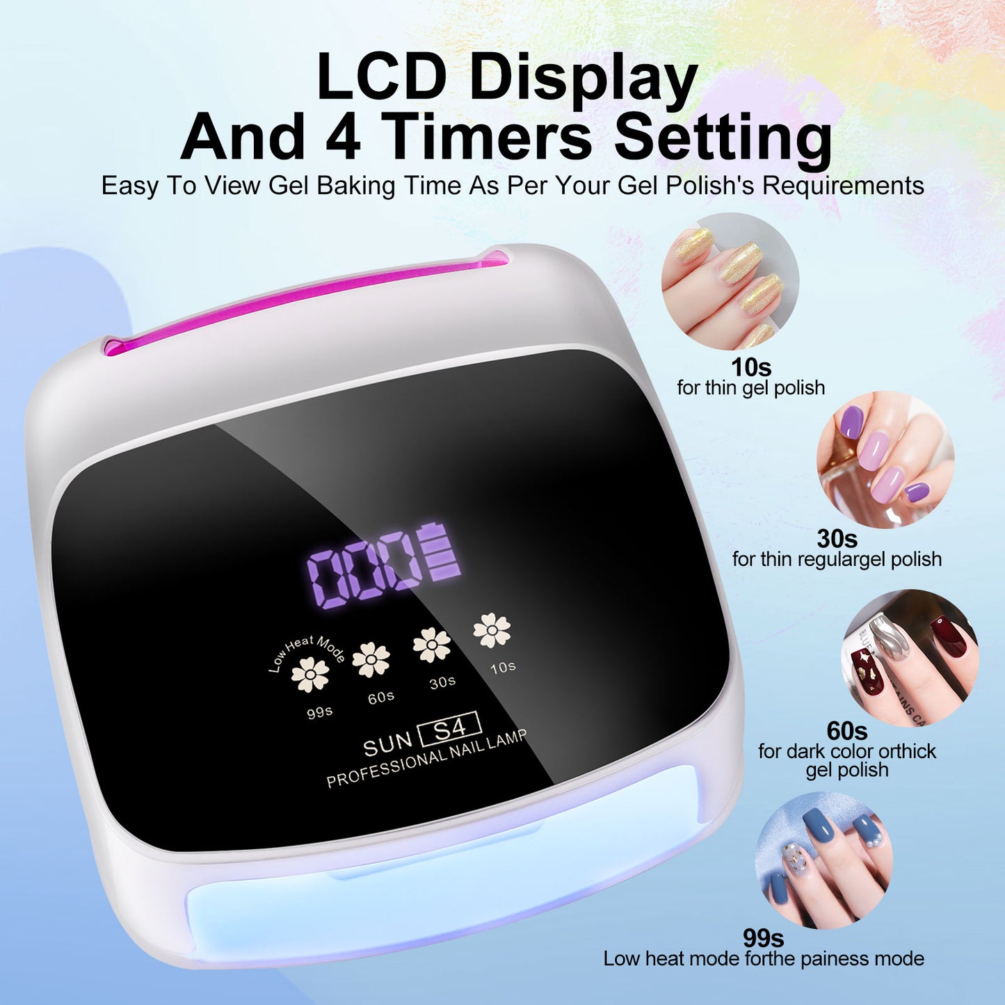 Professional Cordless UV LED Nail Lamp - 66-Bulb Rechargeable Dryer - Pink