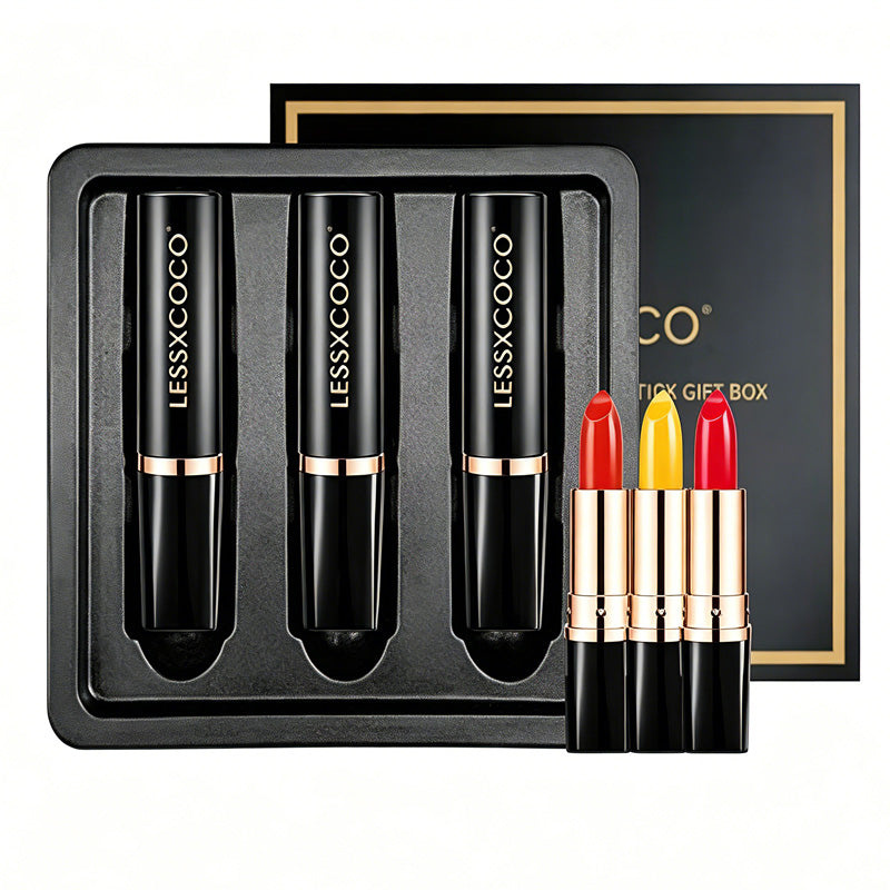 3-Piece Color-Changing Lipstick Set, pH Sensitive Moisturizing Lip Balm Gift