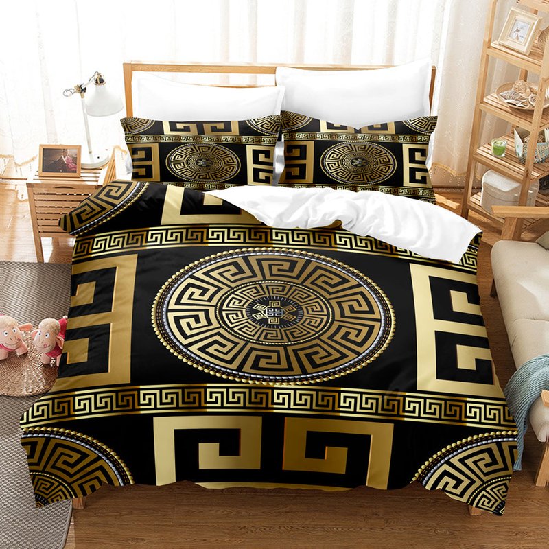 Digital Brushed Chemical Fiber Bedding Set - Multiple Sizes & Patterns