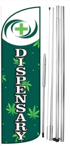 Windless Flag and Pole Assembly Kit - Durable 2.5x12 ft Flag