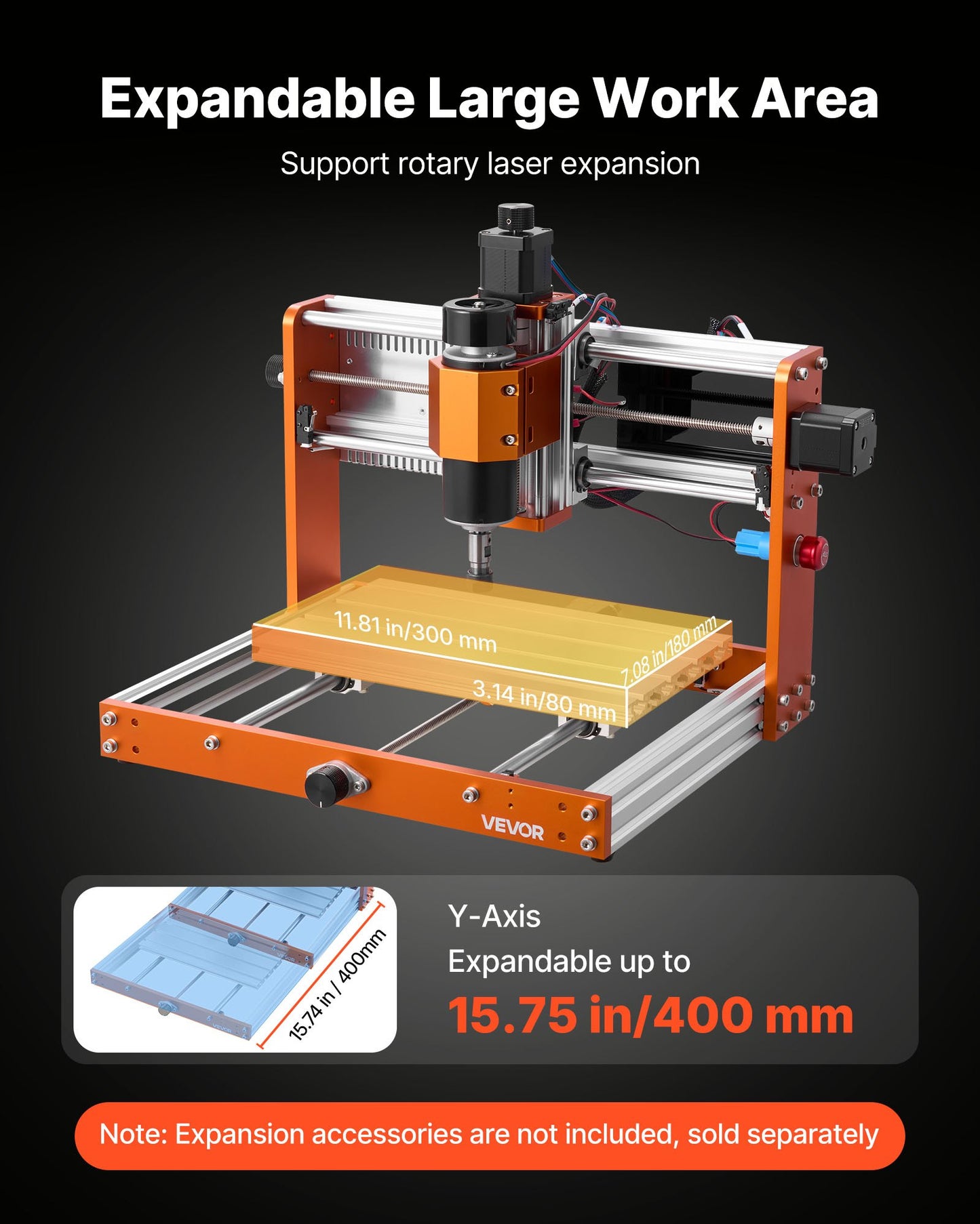 500W CNC Router Machine with 3-Axis Wood Engraving & Cutting, 300x180mm Work Area, Offline Controller