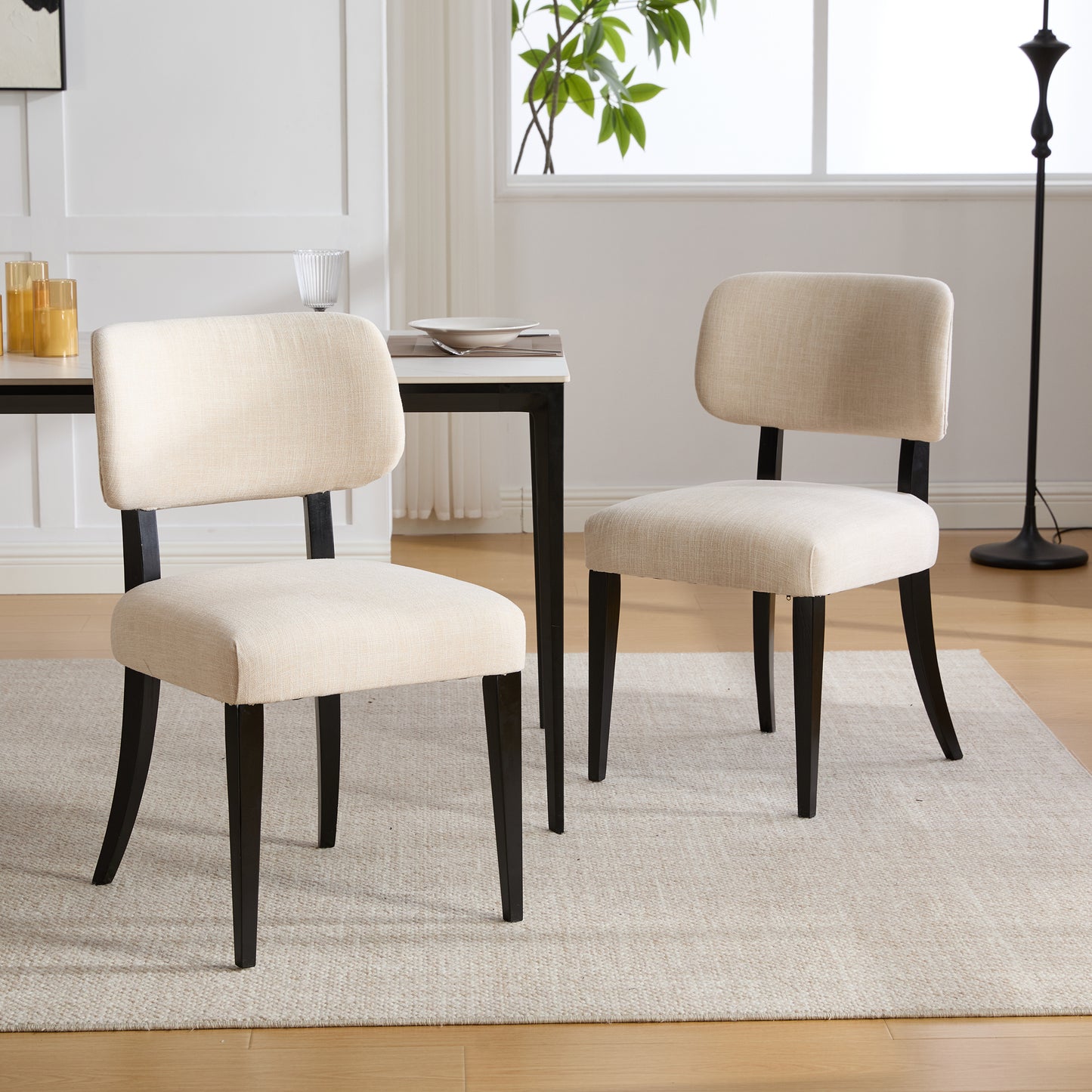 Modern Upholstered Dining Chairs Set of 2 - Cream