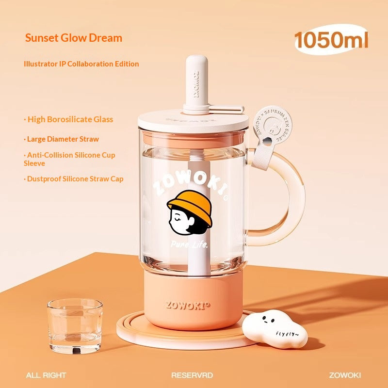 Large-Capacity Heat-Resistant Glass Cup for Office & Home Use
