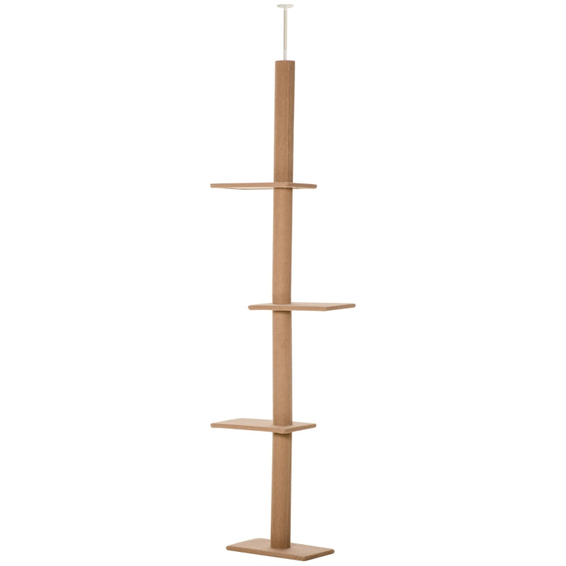 Adjustable Floor-to-Ceiling Cat Tree Tower - 8.5 Feet Tall with Scratching Posts, Soft Carpet, Brown