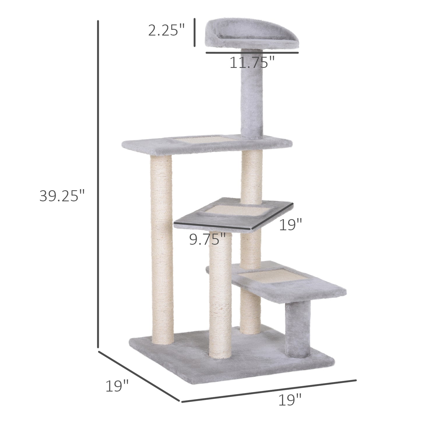 40-Inch Multi-Level Cat Tree with Scratching Posts and Perches - Gray
