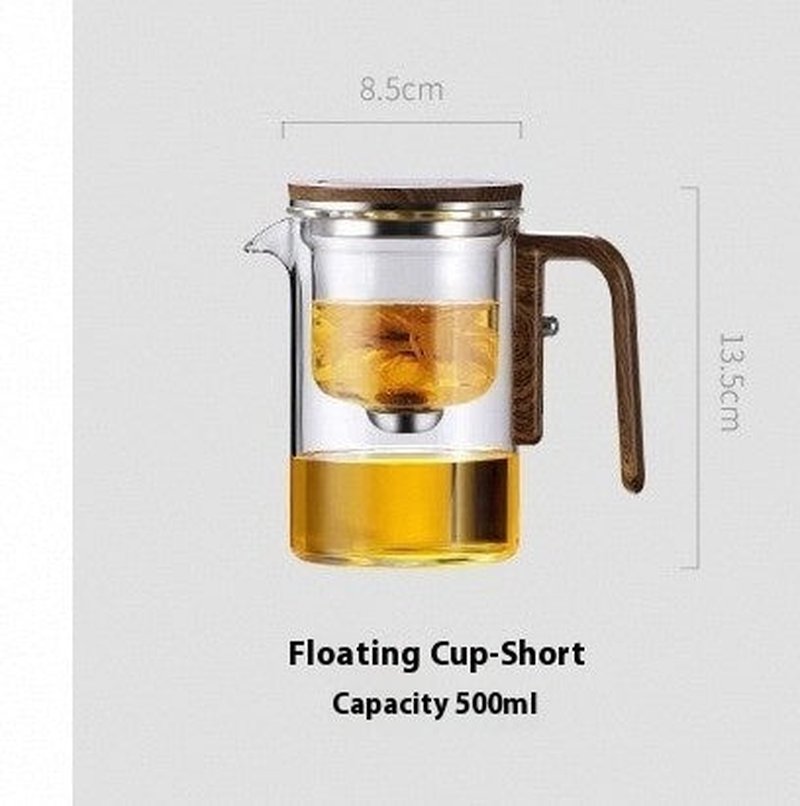 Magnetic Glass Tea Pot with Inner Filter and Wooden Handle – Water Separation Teapot, 500ml/700ml