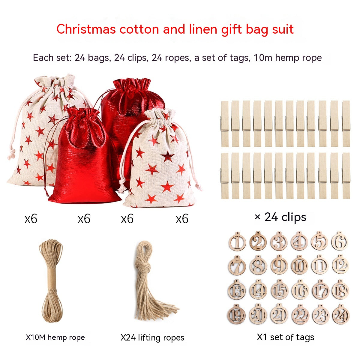 Christmas Linen Gift Bag Kit with Digital & Sticker Variants - Festive Home Decor