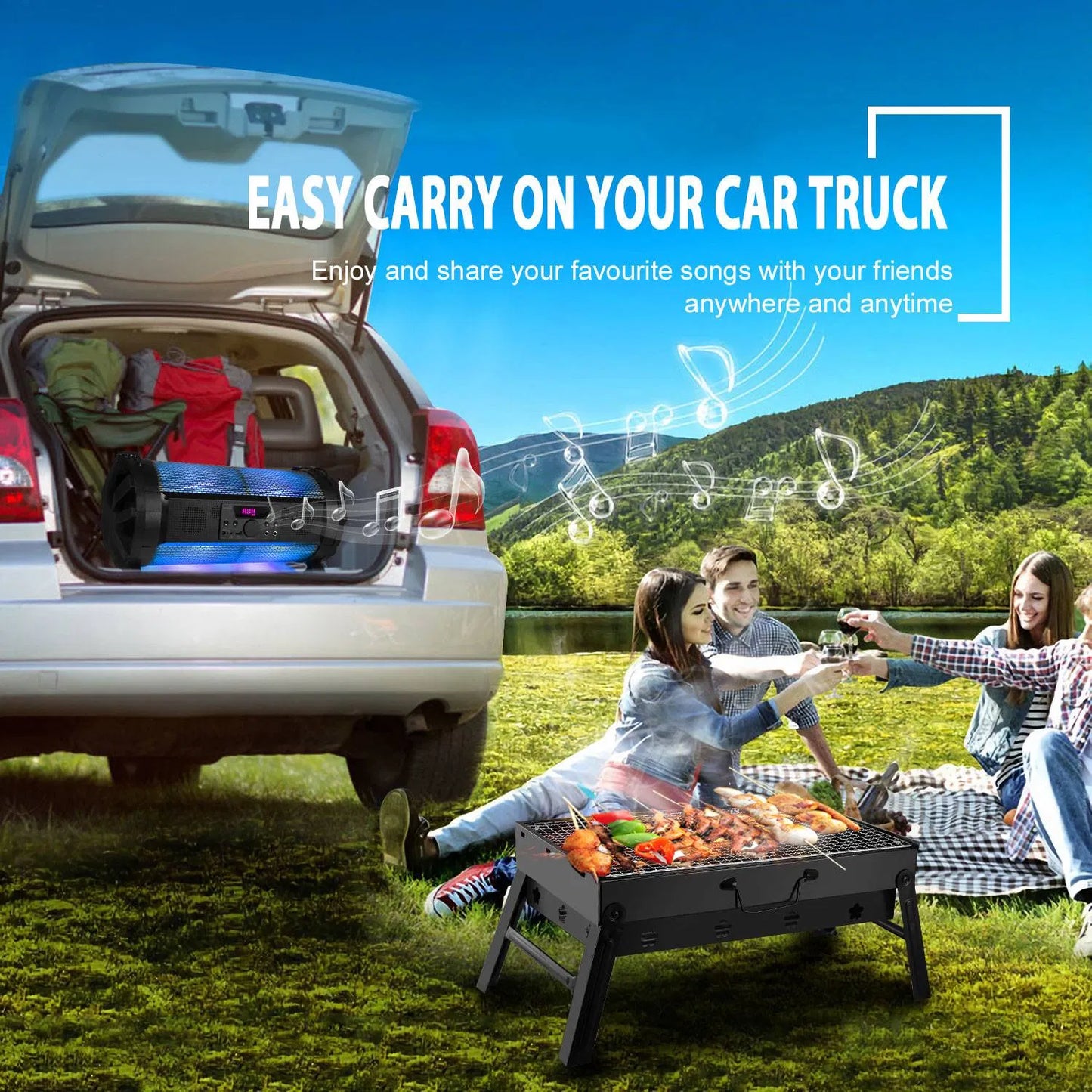 Portable Foldable Charcoal Grill - Lightweight BBQ for Camping