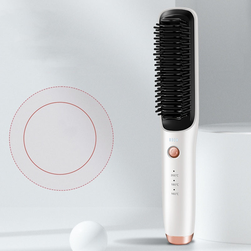 Dual-Use Wireless Hair Comb and Straightener for Curly and Straight Hair