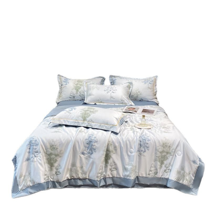 Washed Silk Summer Quilt Light Luxury Bedding Set - Multiple Sizes & Patterns