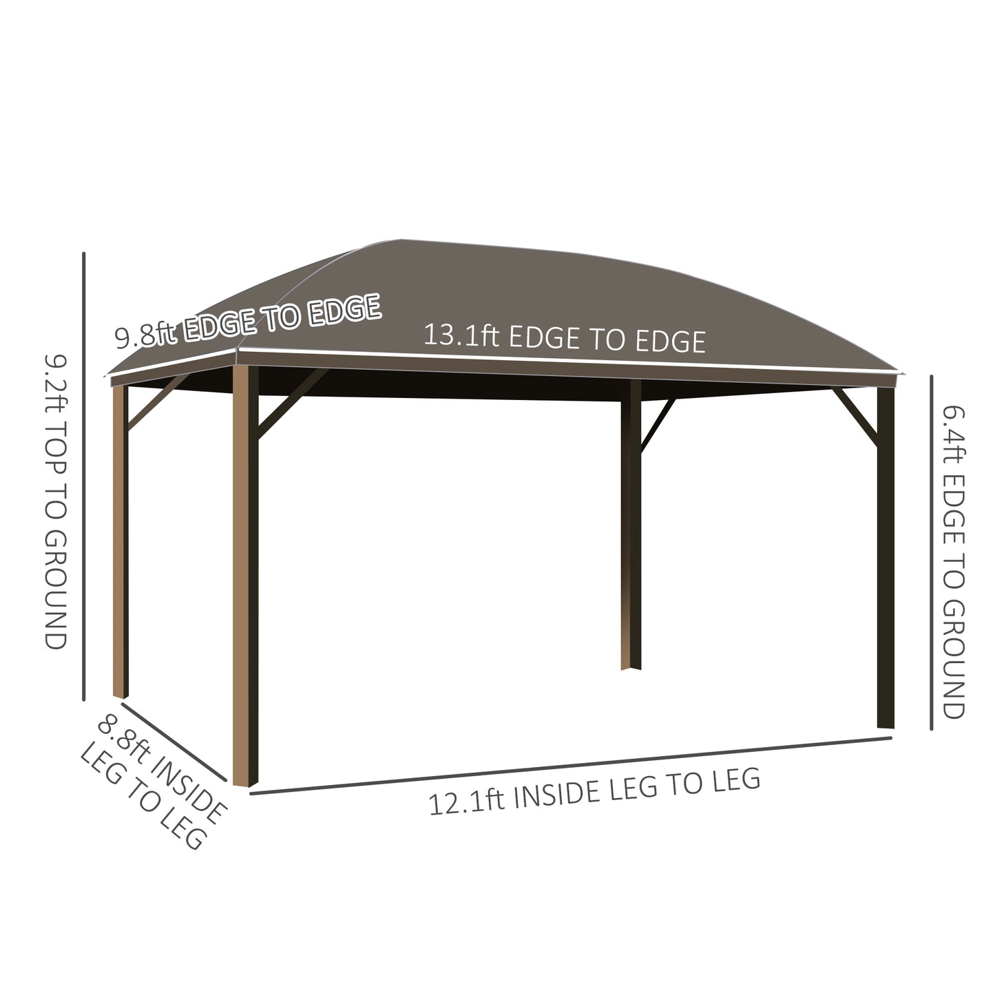 10x13 Hardtop Gazebo with Curtains and Netting - Dark Gray