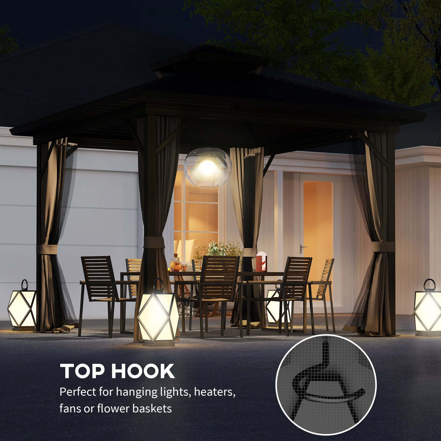 10x10 Hardtop Gazebo with Aluminum Frame and Metal Roof