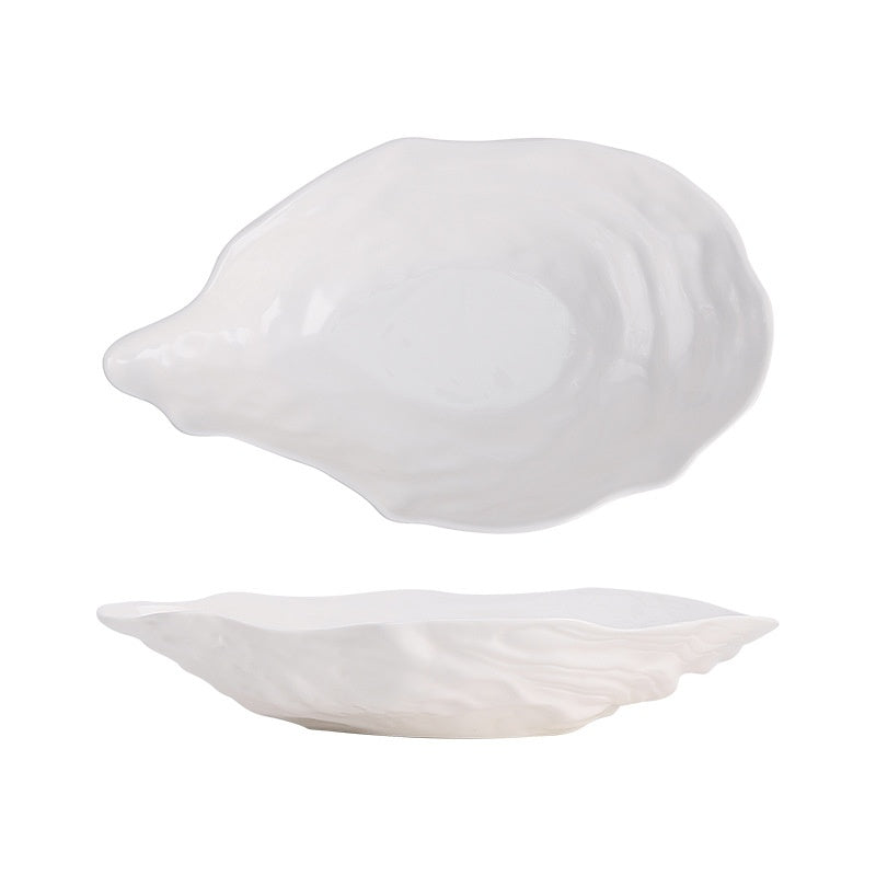 Oyster-Shaped Ceramic Salad Plate Set - Multiple Sizes, Elegant Kitchen Dinnerware