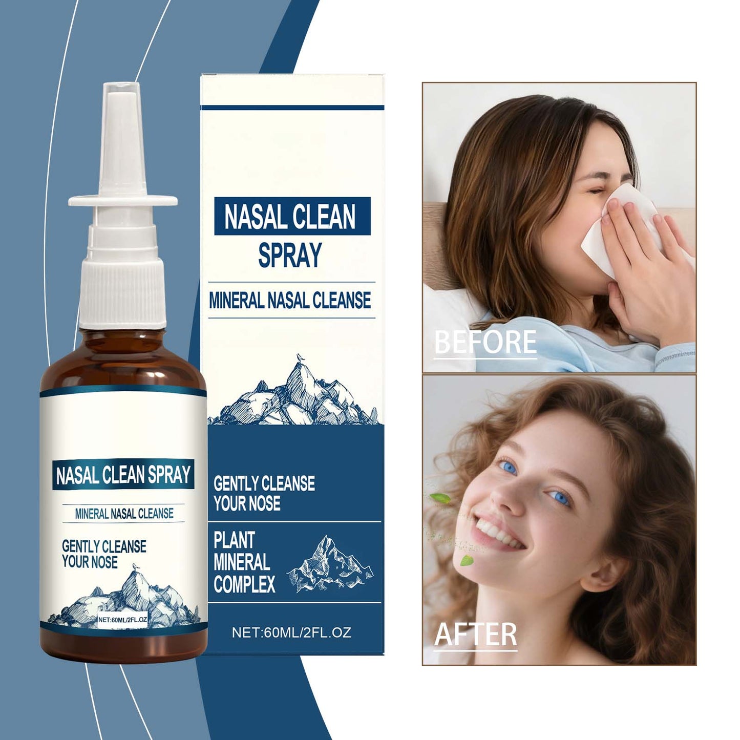 Gentle Nasal Cleansing Spray 60ml - Body Care for Sinus Relief