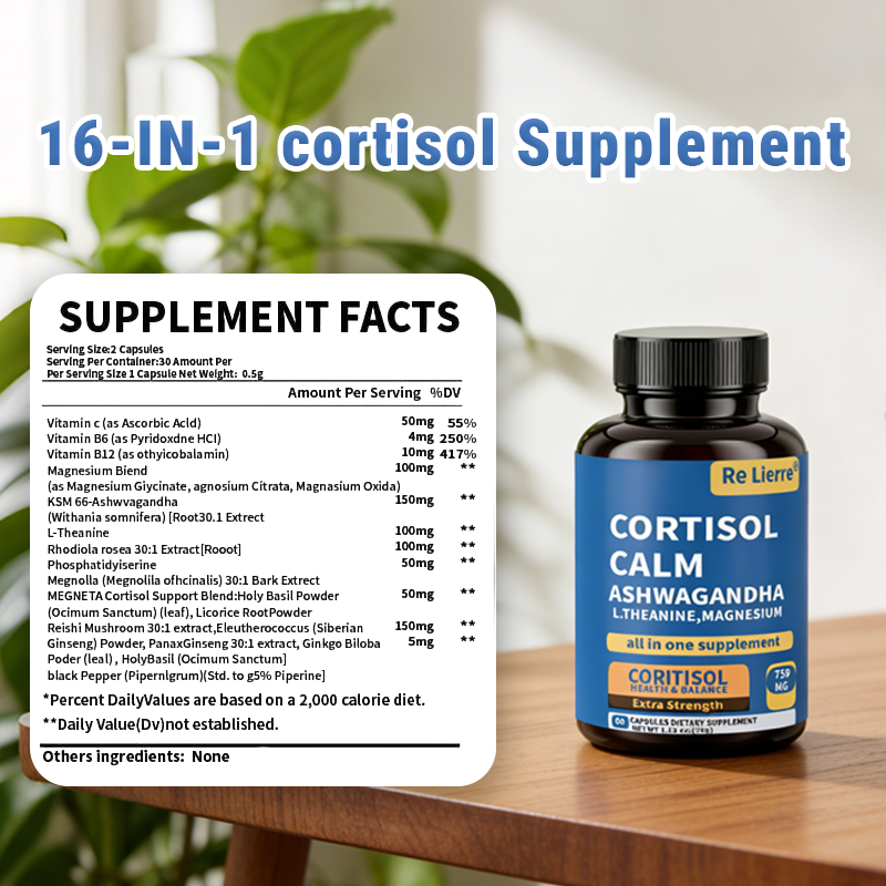 Stress Management Capsules with Ashwagandha & L-Theanine - 60 Capsules